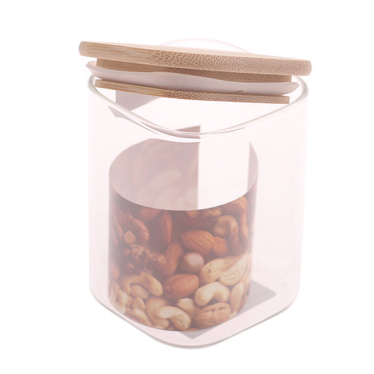 Square Glass Jar 230ml – GPG16-230/L3 with Bamboo Lid - Habitt