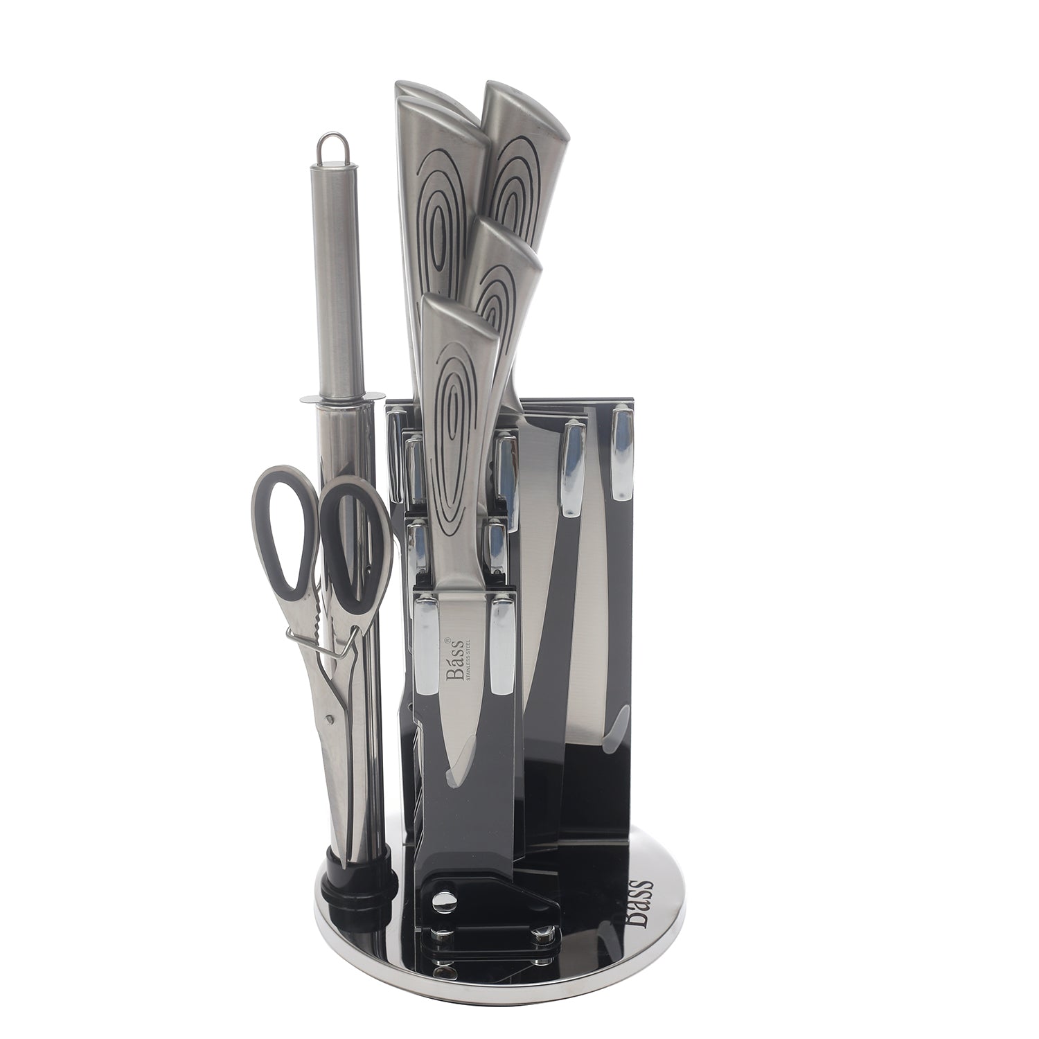 Bass Stainless Steel Knife Set with Stand – 8 Pcs Kitchen Essentials - Habitt