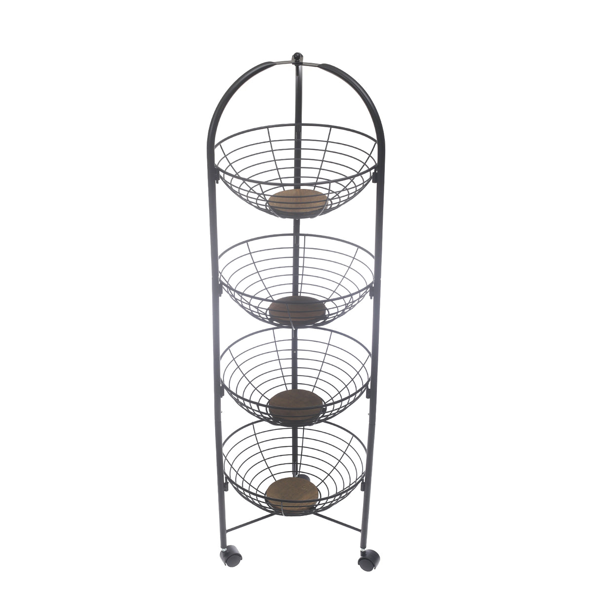 PinPin 4-Tier Vegetable Trolley – Black Metal Storage Rack with Wheels - Habitt