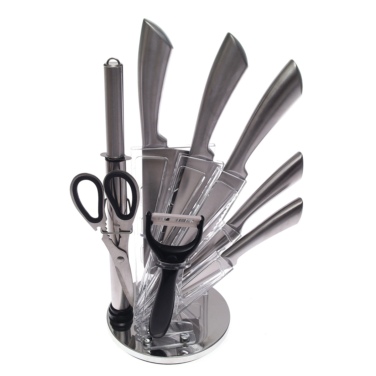 7-in-1 Stainless Steel Knife Set with Revolving Stand - Habitt