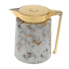 Royalford Marbo Arabic Vacuum Flask 1.0L – White & Gold - Habitt