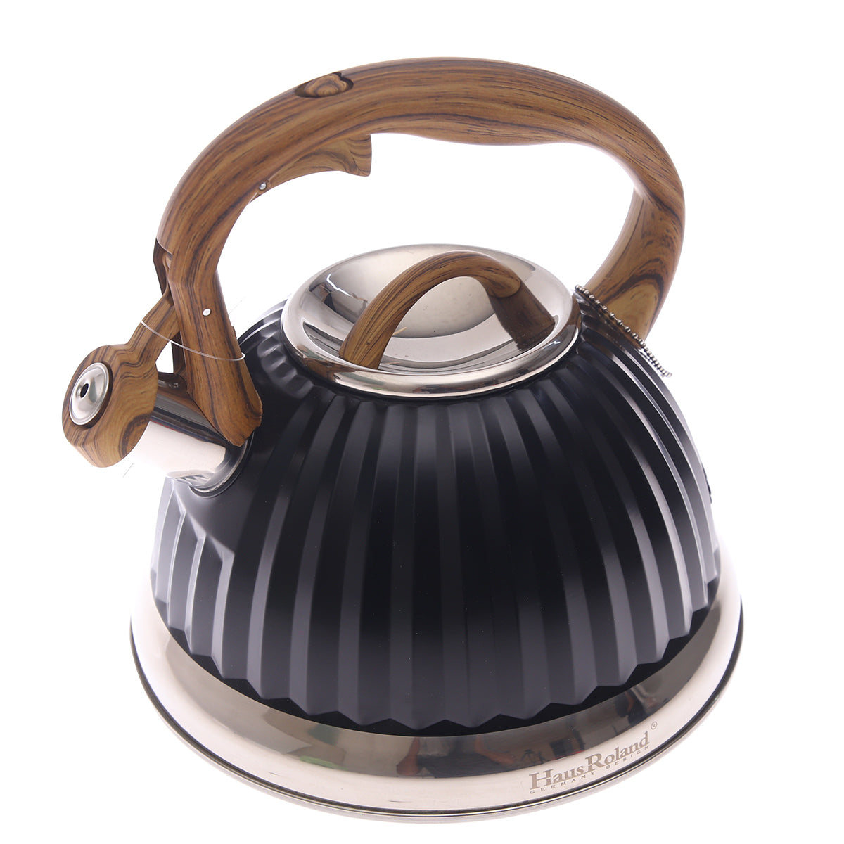Haus Roland Whistling Kettle – 6-1 (Black with Wood Finish Handle) - Habitt