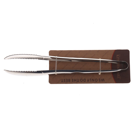 Stainless Steel Serrated Kitchen Tongs – Silver Grip & Serve Tool - Habitt