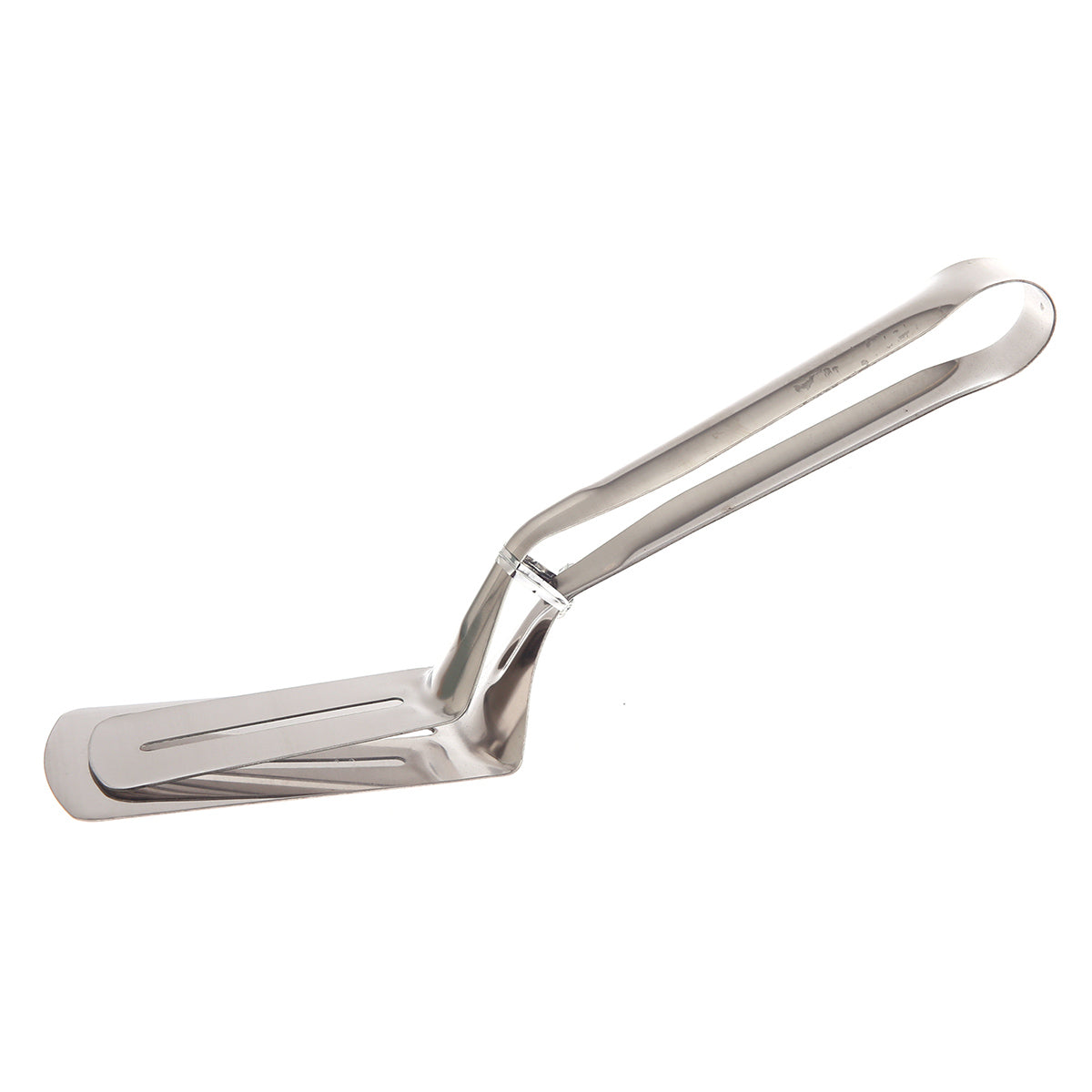 Stainless Steel Angled Spatula Tongs – 11.8″ Silver Slotted Flip & Serve Tool - Habitt