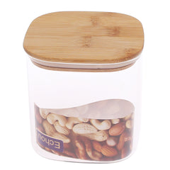 750 ml Square Glass Jar with Bamboo Lid - Habitt