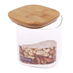 750 ml Square Glass Jar with Bamboo Lid - Habitt