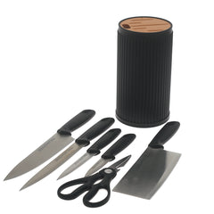 6-Piece Kitchen Knife Set with Storage Block – Stainless Steel Blades