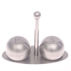 Stainless Steel Salt & Pepper Set (3-Piece) – Modern Tabletop Seasoning Dispenser with Stand - Habitt