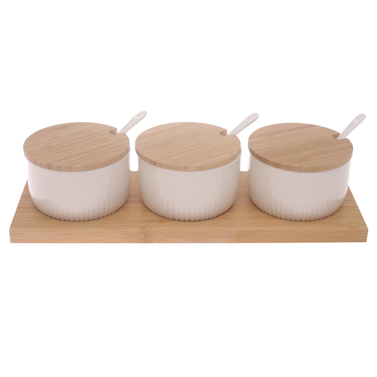 7-Piece Seasoning Jar Set with Bamboo Lids & Tray – Elegant Spice Storage Organizer - Habitt