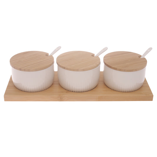 7-Piece Seasoning Jar Set with Bamboo Lids & Tray – Elegant Spice Storage Organizer - Habitt