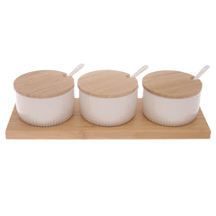 7-Piece Seasoning Jar Set with Bamboo Lids & Tray – Elegant Spice Storage Organizer - Habitt
