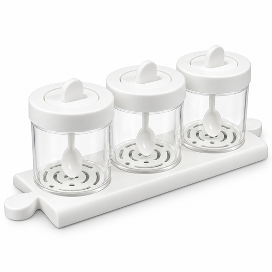 3-in-1 Masala Jar with Spoon & Tray | Spice Storage Set