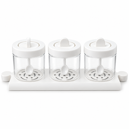 3-in-1 Masala Jar with Spoon & Tray | Spice Storage Set