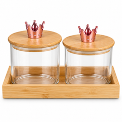 2 Piece Glass Jar Set with Wooden Lid  Stylish Kitchen Storage Containers
