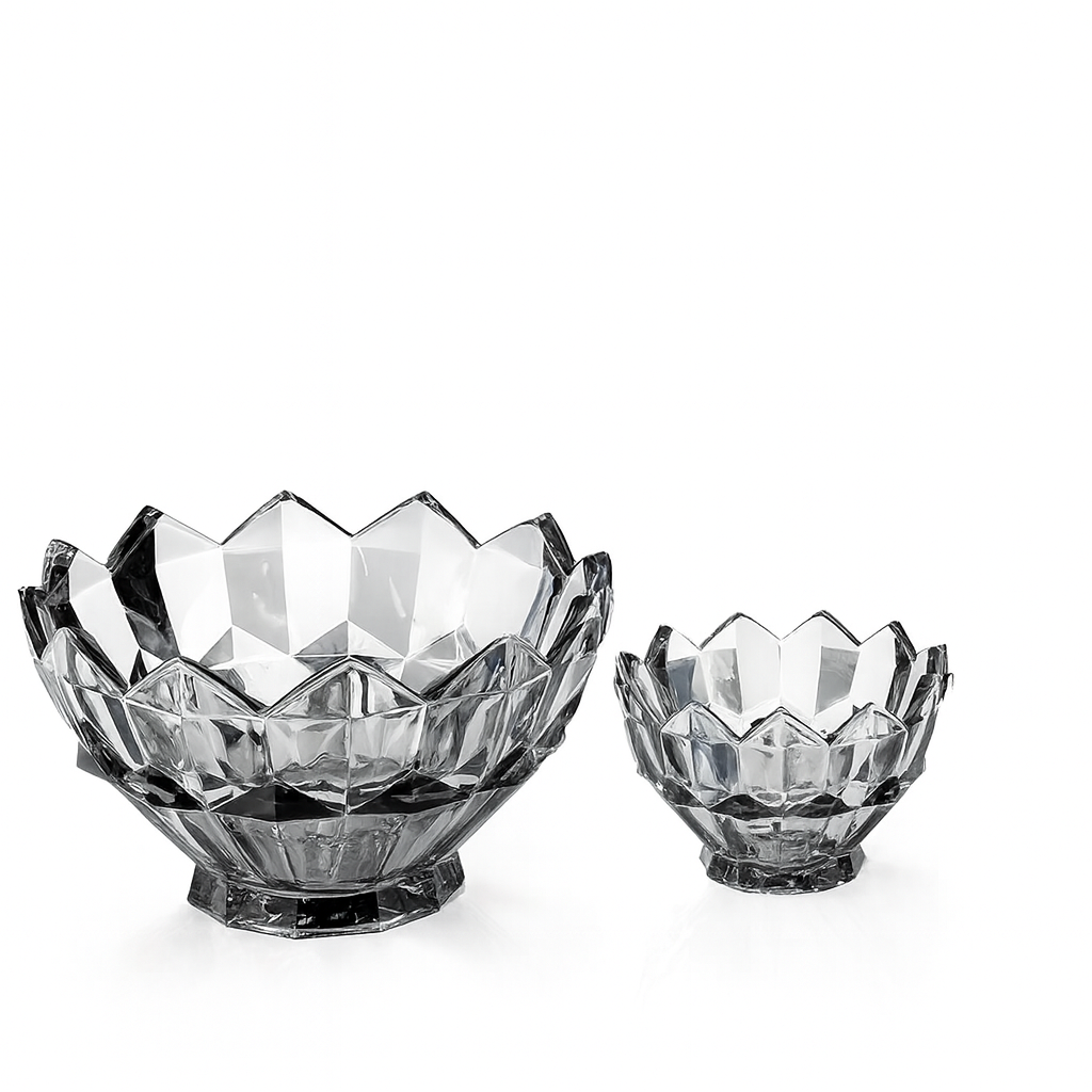 Smoky-Tinted Crystal-Cut 7-Piece Fruit Bowl Set – 200/105 mm Bowls - Habitt