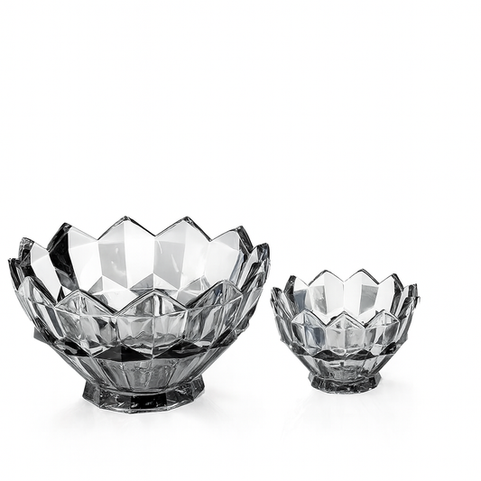 Smoky-Tinted Crystal-Cut 7-Piece Fruit Bowl Set – 200/105 mm Bowls - Habitt