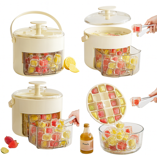 Ice Cube Dispenser Bucket with Tray & Lid – Portable Ice Maker for Home & Parties - Habitt