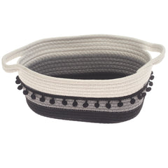 Large Black & White Storage Basket – (7.5 × 12 × 6 Inch) - Habitt