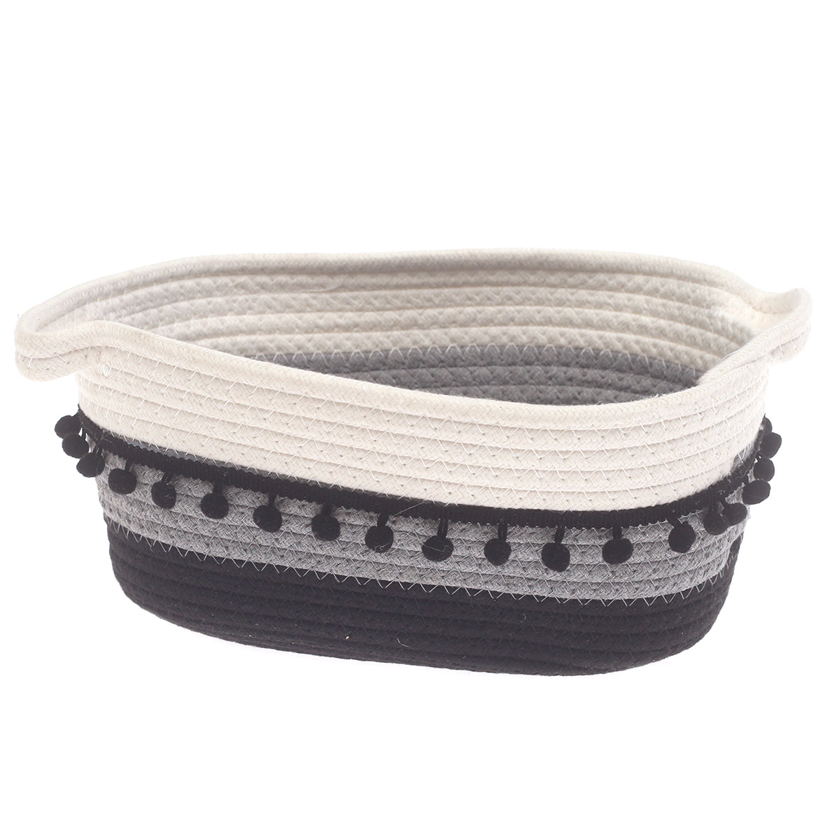 Large Black & White Storage Basket – (7.5 × 12 × 6 Inch) - Habitt