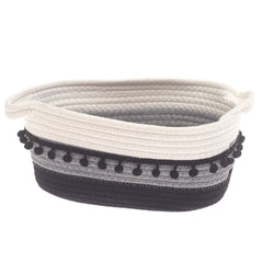 Large Black & White Storage Basket – (7.5 × 12 × 6 Inch) - Habitt