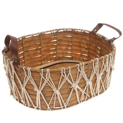 Large Natural Storage Basket with Rope Detailing & Handles – Handwoven Decorative Organizer - Habitt