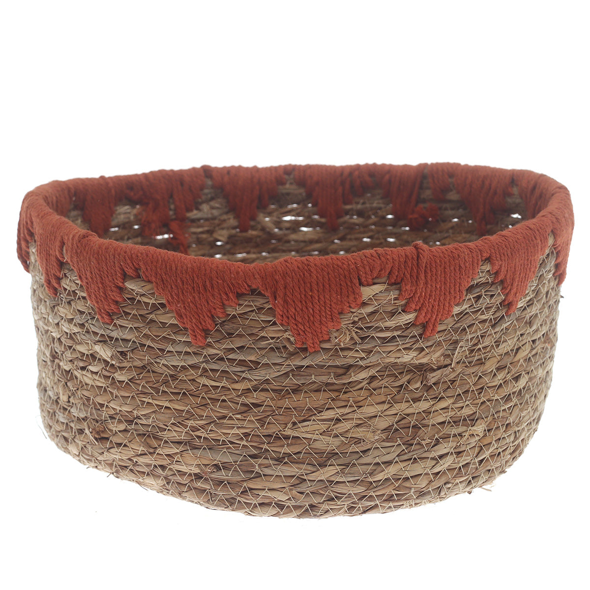 Large Rust Handwoven Storage Basket – Natural Fiber Organizer with Rustic Accent - Habitt