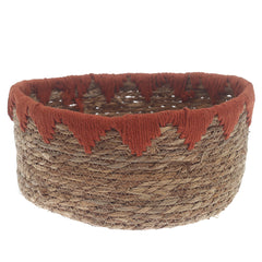 Large Rust Handwoven Storage Basket – Natural Fiber Organizer with Rustic Accent - Habitt