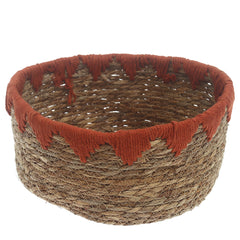 Large Rust Handwoven Storage Basket – Natural Fiber Organizer with Rustic Accent - Habitt