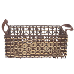 Storage Basket – Medium Brown Woven Organizer with Handles (10 x 14 x 6 Inch) - Habitt