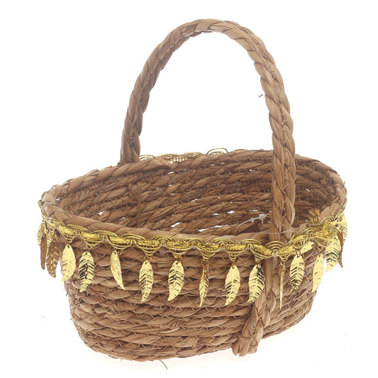 Storage Basket – Medium Brown Handwoven Decorative Basket with Handle (6 x 9 x 9 Inch) - Habitt