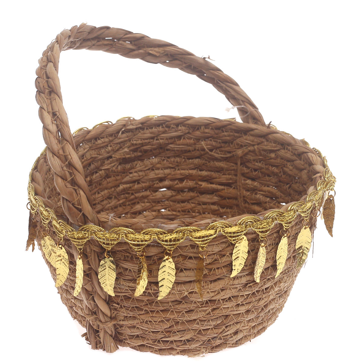 Storage Basket – Medium Brown Handwoven Decorative Basket with Handle (7 x 7 x 10 Inch) - Habitt