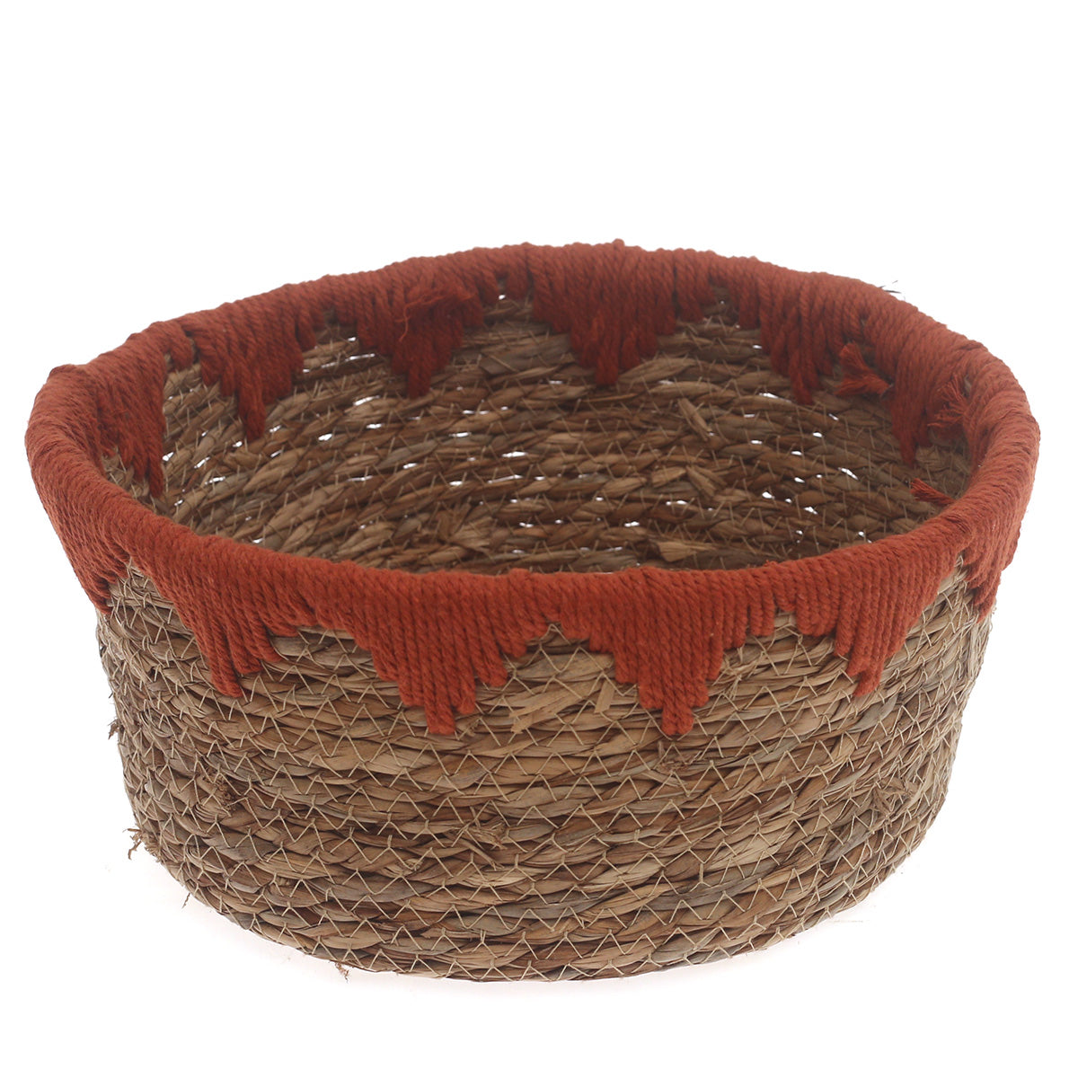 Storage Basket – Medium Rust Handwoven Natural Fiber Basket (11 x 5 Inch) - Habitt