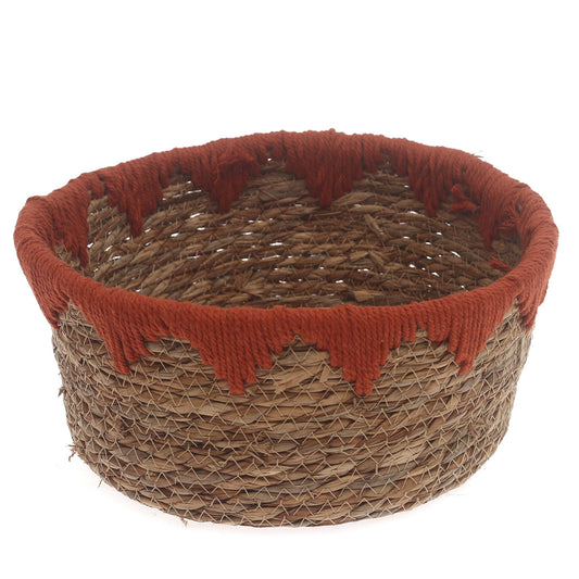Storage Basket – Medium Rust Handwoven Natural Fiber Basket (11 x 5 Inch) - Habitt