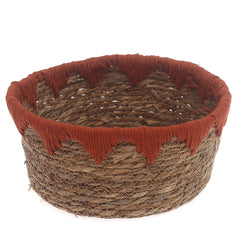 Storage Basket – Medium Rust Handwoven Natural Fiber Basket (11 x 5 Inch) - Habitt