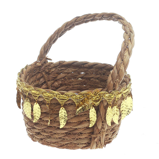 Storage Basket – Small Brown Handwoven Decorative Basket with Handle (6.5 x 6.5 x 8 Inch)  Description - Habitt