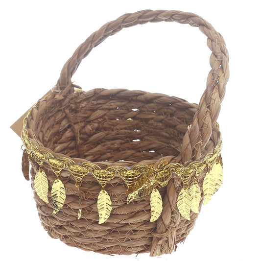 Storage Basket – Small Brown Handwoven Decorative Basket with Handle (6.5 x 6.5 x 8 Inch)  Description - Habitt