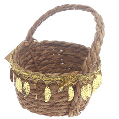 Storage Basket – Small Brown Handwoven Decorative Basket with Handle (6.5 x 6.5 x 8 Inch)  Description - Habitt