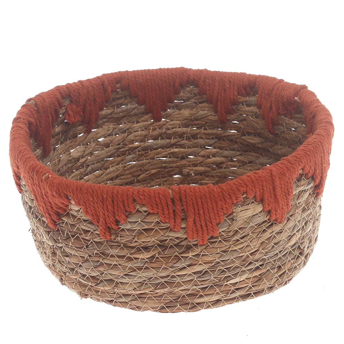 Storage Basket – Small Rust Handwoven Natural Fiber Basket (10 x 4.5 Inch) - Habitt