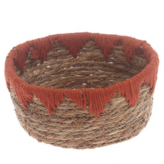 Storage Basket – Small Rust Handwoven Natural Fiber Basket (10 x 4.5 Inch) - Habitt