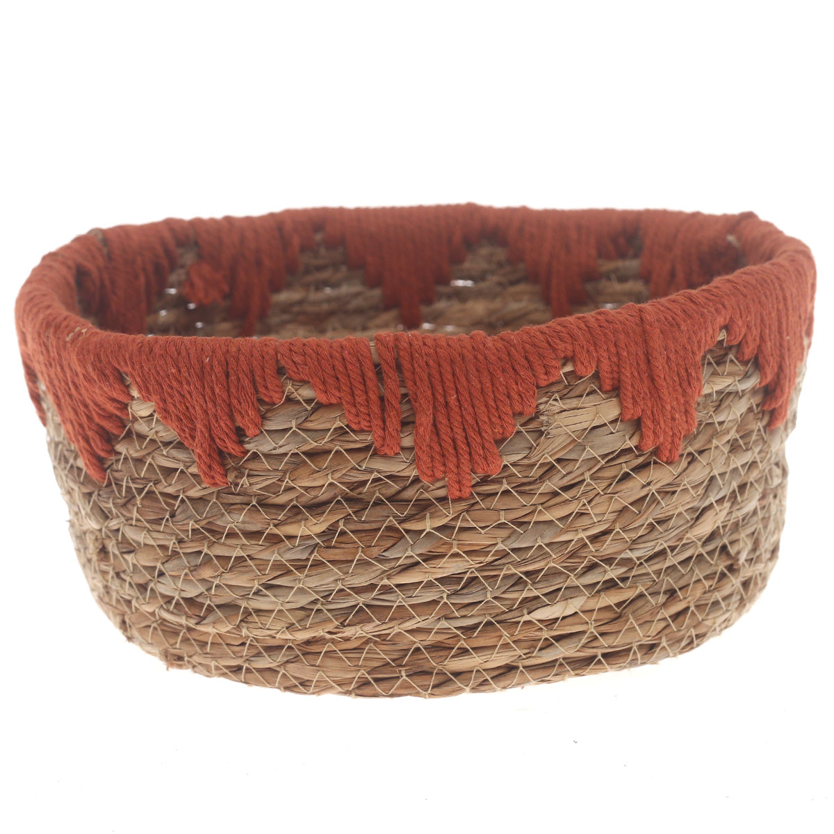 Storage Basket – Small Rust Handwoven Natural Fiber Basket (10 x 4.5 Inch) - Habitt