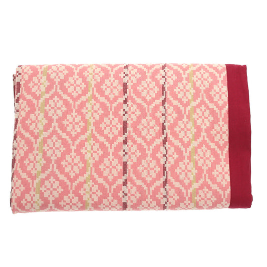 Gul Motif Bed Cover – 94x102 Inches | Traditional Pattern in Soft Pink & Maroon - Habitt
