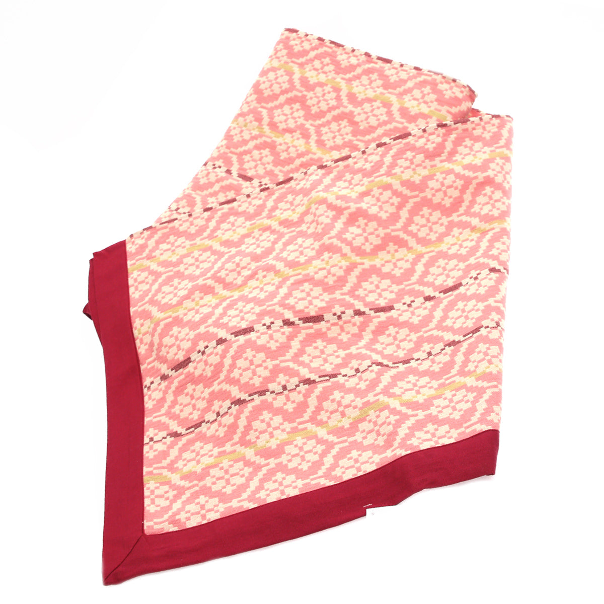 Gul Motif Bed Cover – 94x102 Inches | Traditional Pattern in Soft Pink & Maroon - Habitt