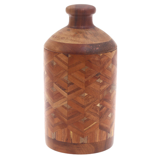 Handcrafted Cylindrical Jar – Wooden Shape Design - Habitt