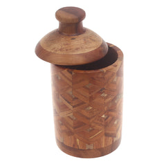 Handcrafted Cylindrical Jar – Wooden Shape Design - Habitt