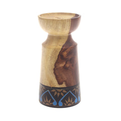 Small Wooden Candle Stand – Blue & Black | Elegant Decorative Holder - Habitt