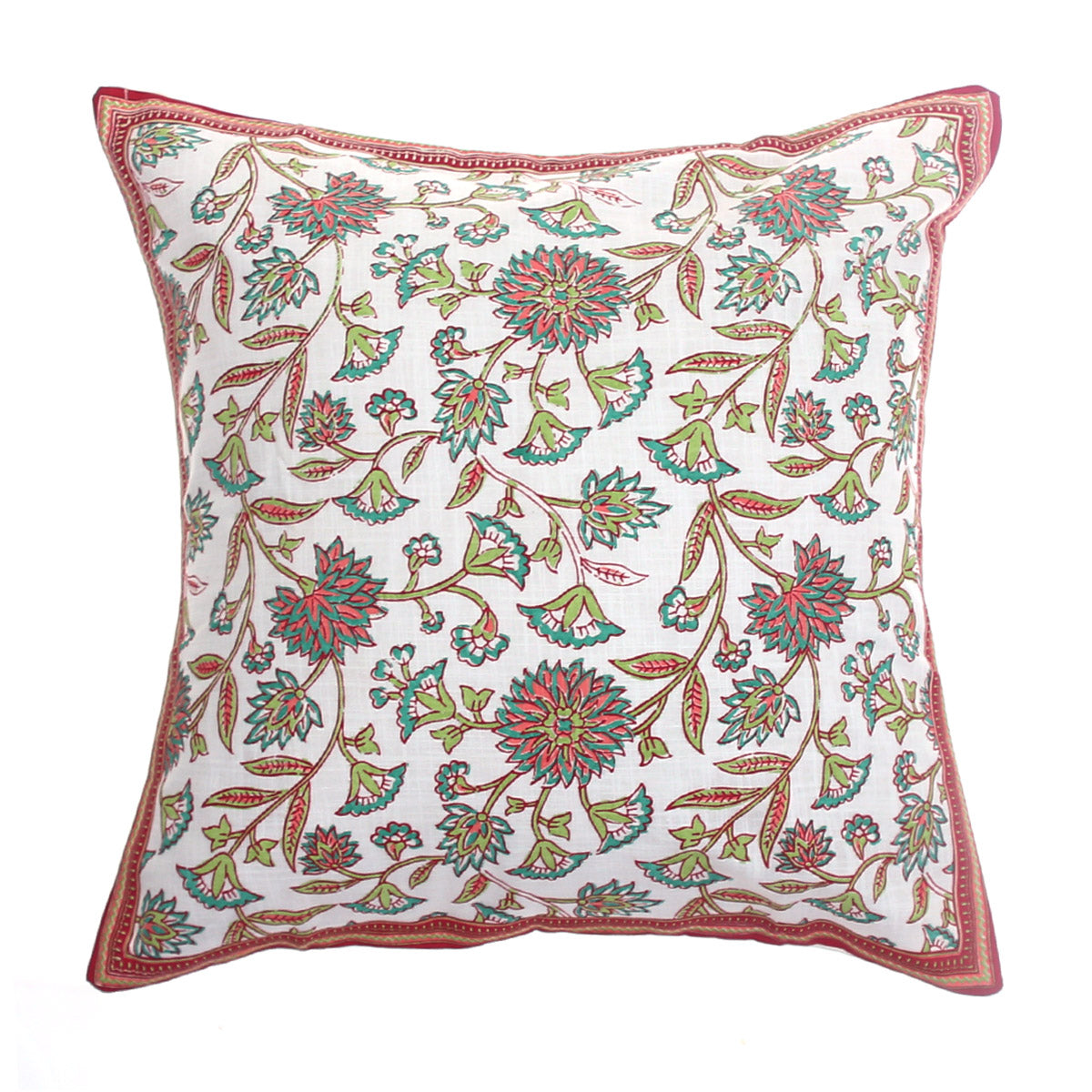 Gul Floral Cotton Cushion Cover – 18x18 Inch Decorative Throw Pillow Cover - Habitt