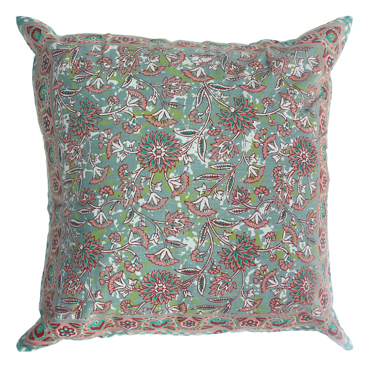 Mehr Floral Cotton Cushion Cover – 20x20 Inch Decorative Square Throw Pillow Case - Habitt