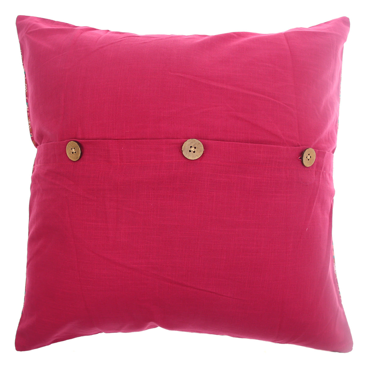 Mughal Bloom Cotton Cushion Cover – 18x18 Inch Red Floral Decorative Throw Pillow Case - Habitt