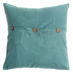 Naqsh Cotton Cushion Cover – 18x18 Inch Floral Teal Decorative Throw Pillow Case - Habitt