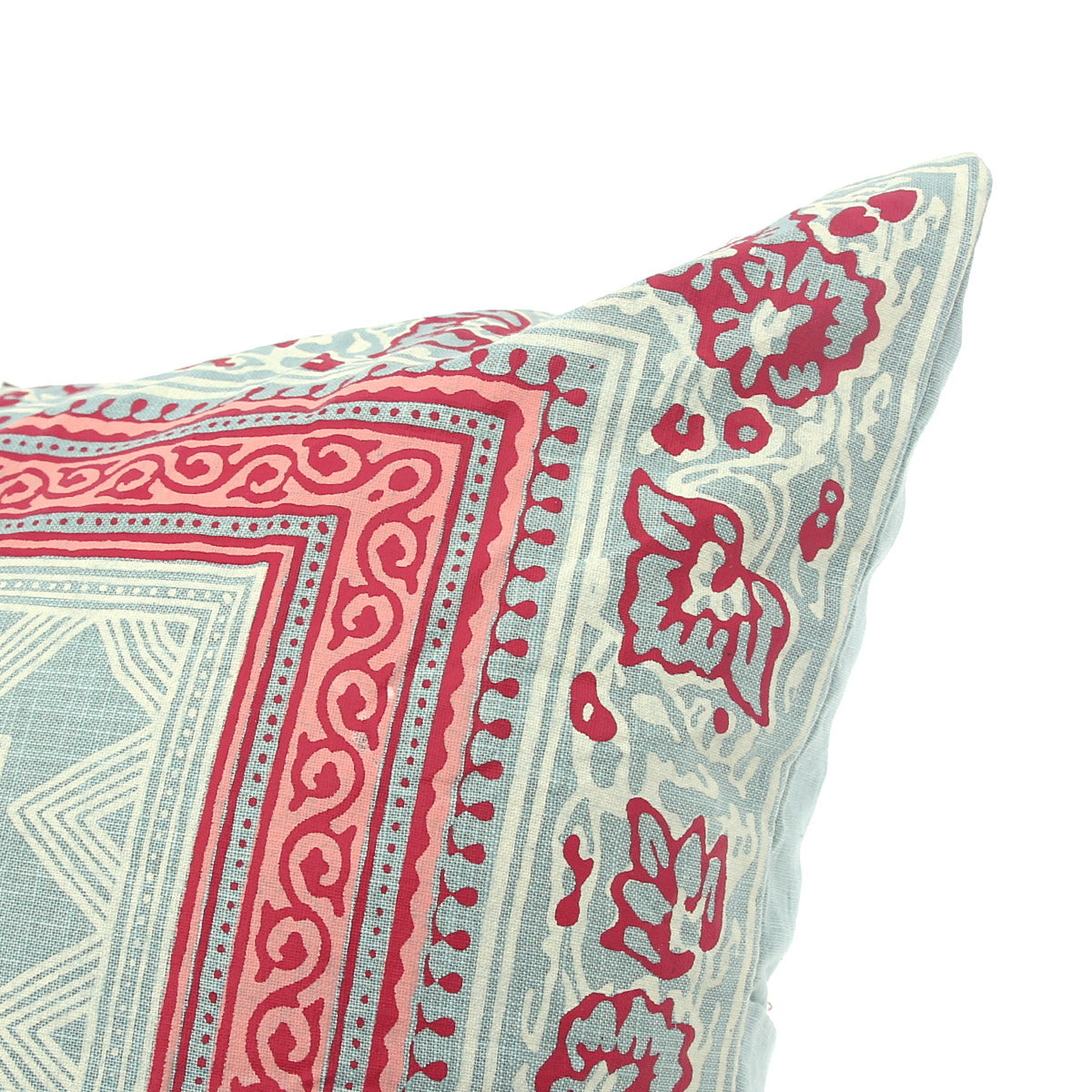 Noor Jaal Cotton Cushion Cover – 18x18 Inch Square Vintage Block Print Throw Pillow - Habitt